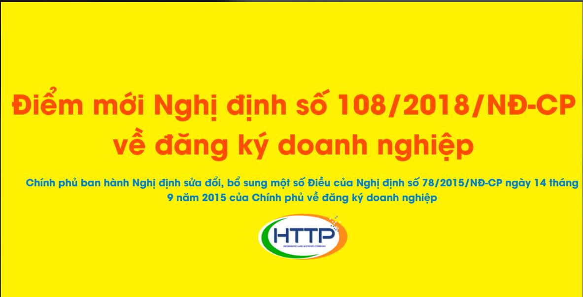 Điểm mới Nghị định 108/2018/NĐ-CP về đăng ký doanh nghiệp